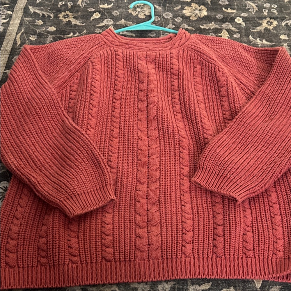 Eddie Bauer Sweater Women Med Pink rolled neck Pullover Crewneck Cable knit - Picture 2 of 6